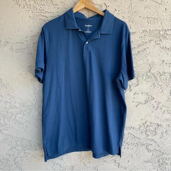 Goodfellow & Co Men's Blue Collared Button Short Sleeve Polo Shirt Size X-Large - Picture 4 of 6